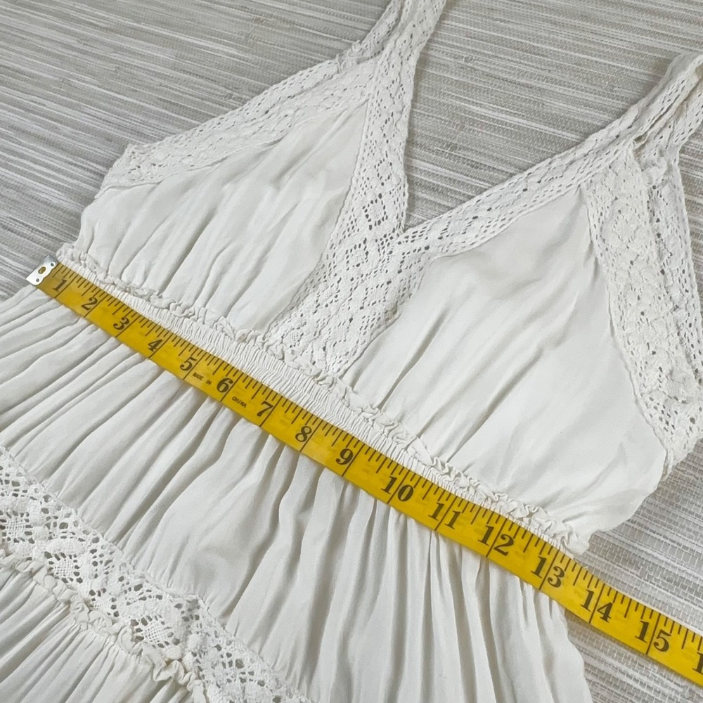 Festival Boho Western Coastal Cowgirl Maxi Dress Sz Small Tiered Crochet Cottage - Picture 3 of 7